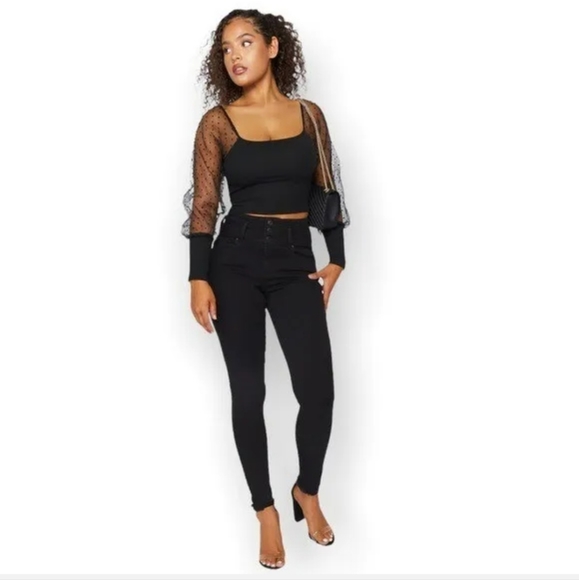 refuge Denim - Refuge Ibiza 3-Tier Black High-Rise  High Waist Push Up Jean Size 3